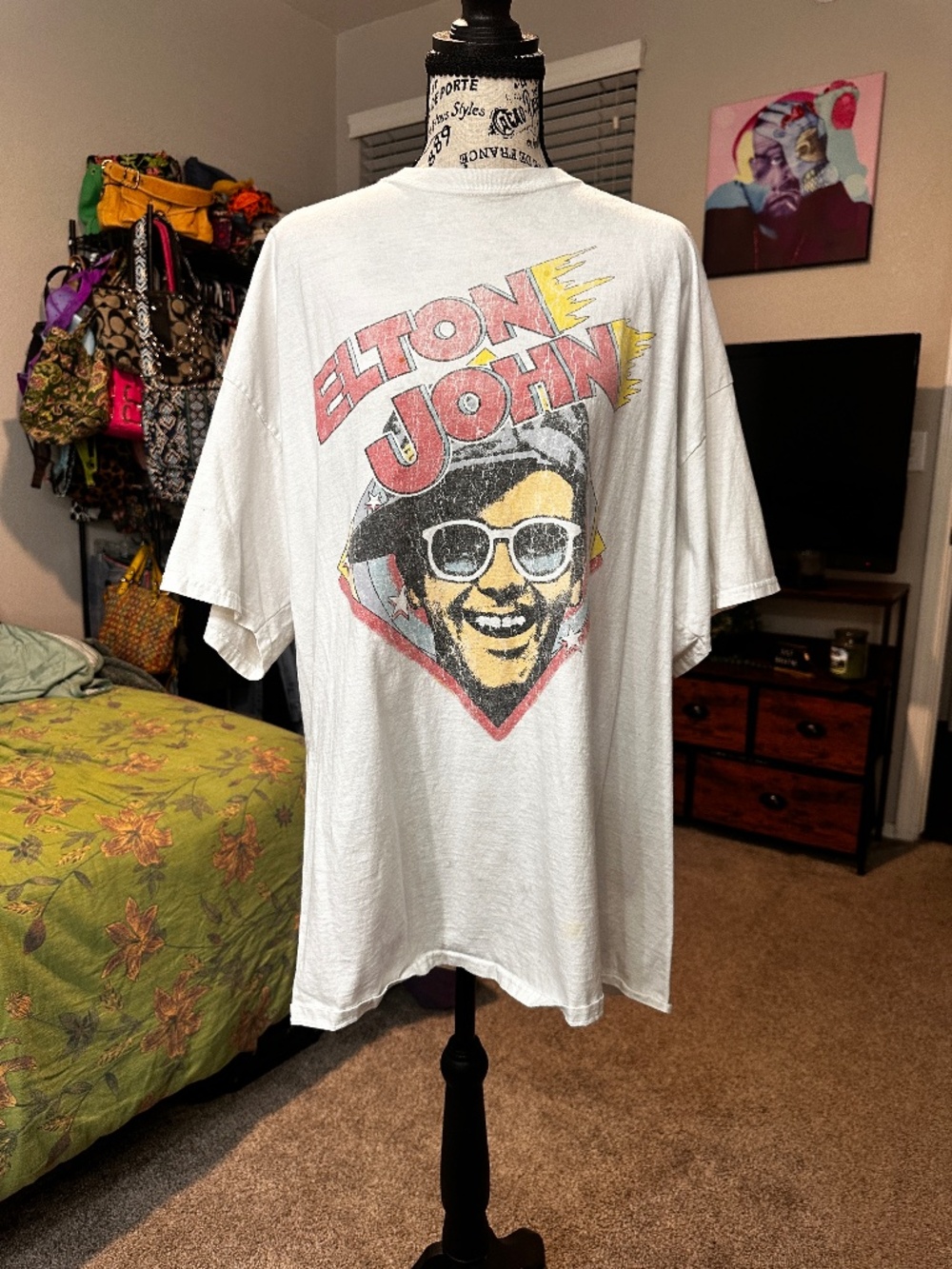 Elton John white graphic t-shirt